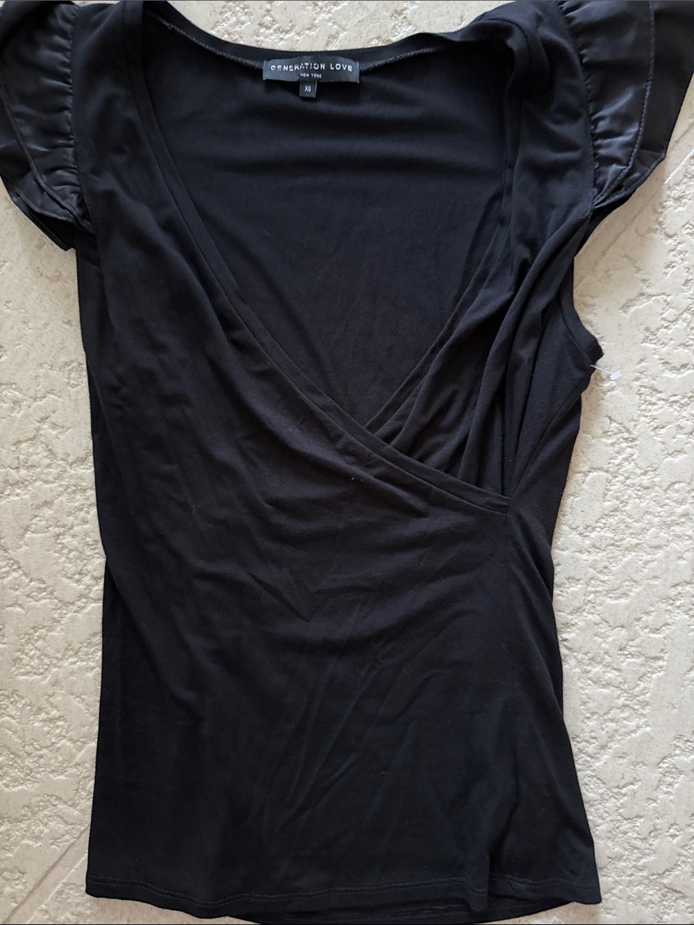 Generation Love Black Wrap V-Neck Short Sleeve Top